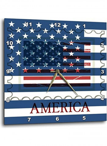 American Flag Stamp USA Patriotic Wall Clock Multicolour 15x15inch