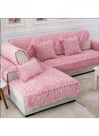 Anti-Skid Plush Sofa Cover Pink