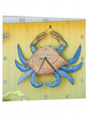 Metal Crab Printed Analog Wall Clock Multicolour 15x15x0.1inch