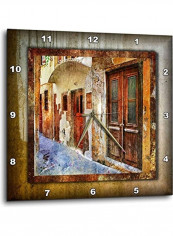 Old Greek Street Printed Analog Wall Clock Multicolour 15x15x0.1inch