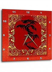 Chinese Zodiac Year of The Dragon Printed Wall Clock Multicolour 13x13inch