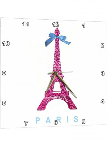 Eiffel Tower Printed Wall Clock Multicolour 15 x 15inch