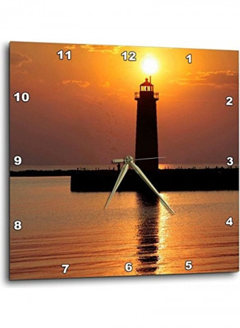 Muskegon Lighthouse On Lake Michigan Themed Wall Clock Multicolour
