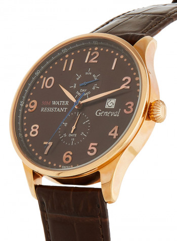 Men's Leather Analog Wrist Watch GL125CRWO
