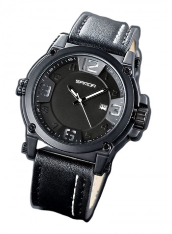 Men's Leather Round Analog Watch 55