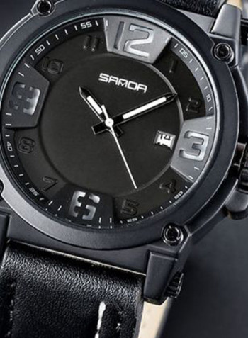 Men's Leather Round Analog Watch 55