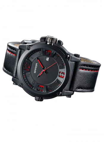 Men's Leather Round Analog Watch 57