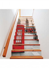 12-Piece Creative Landscape Pattern Stair Stickers Multicolour