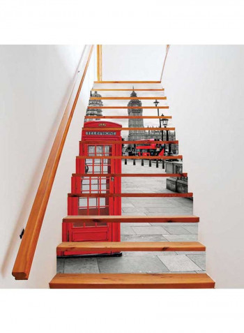 12-Piece Creative Landscape Pattern Stair Stickers Multicolour