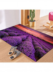 3D Vivid Lavender Manor Pattern Rectangle Mat Purple 140 x 200cm