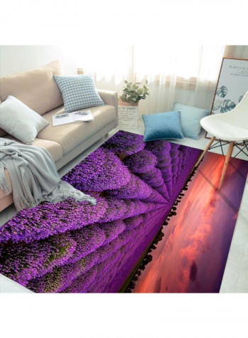 3D Vivid Lavender Manor Pattern Rectangle Mat Purple 140 x 200cm