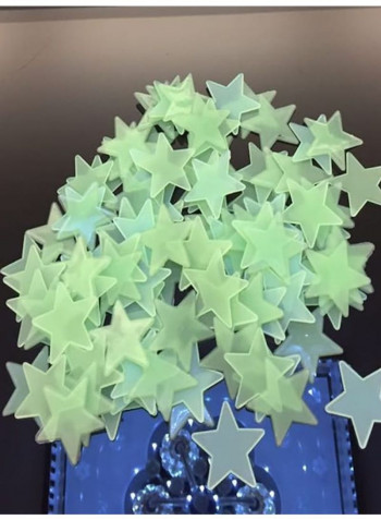 100-Piece Cute Star Shaped Wall Stickers Green 60 x 90cm