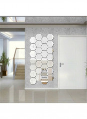 12-Piece Creative Hexagon Pattern Simple Decorations Wall Stickers Set Silver 60x90cm
