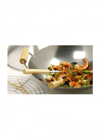 30-Piece Carbon Steel Wok Set Silver/Beige