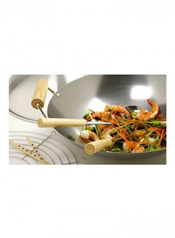 30-Piece Carbon Steel Wok Set Silver/Beige