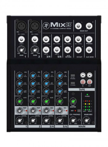 8-Channel Compact Mixer Mix8-UK Black