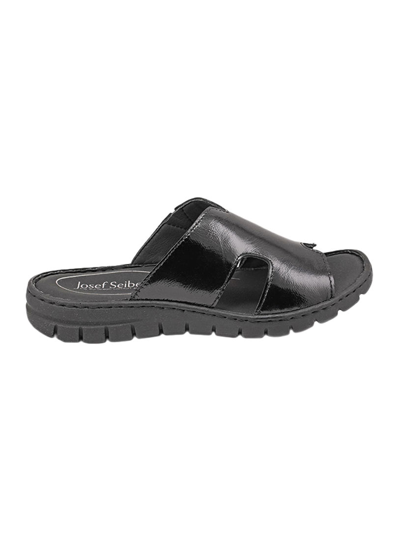 Glossy Leather Sandals Black