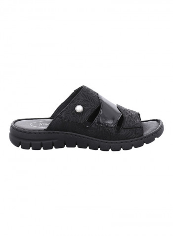 Textured Leather Sandals Black