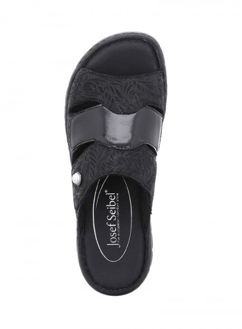 Textured Leather Sandals Black