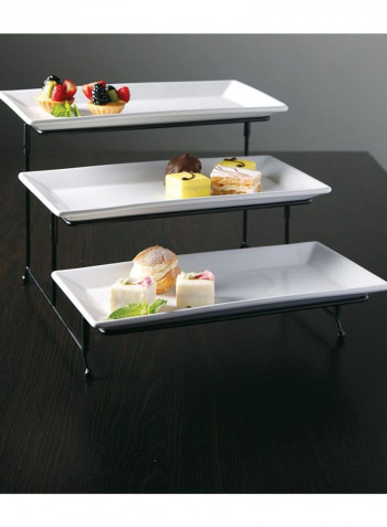 4-Piece Three Tier Appetizer And Dessert Plate Set White/Black 41.91x23.5x34.93cm