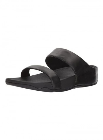 Mina Slide in Leather Sandal Black