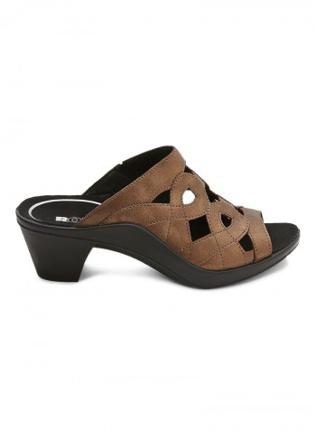Leather Heel Sandals Brown