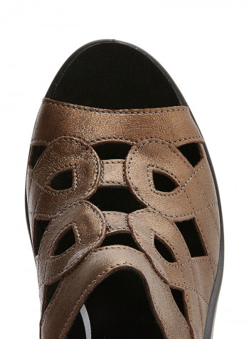 Leather Heel Sandals Brown