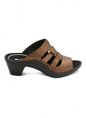 Leather Heel Sandals Brown