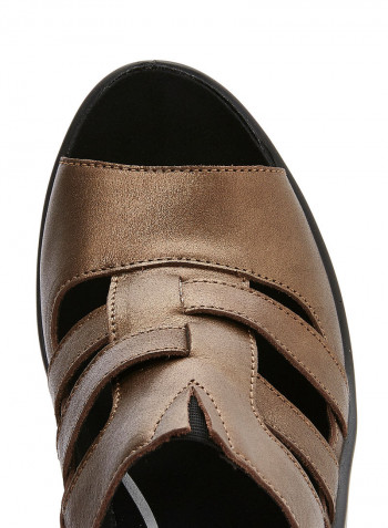 Leather Heel Sandals Brown
