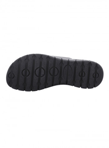 Textured Leather Sandals Black