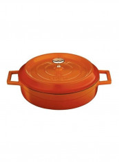 Cast Iron Shallow Dutch Oven with Lid Orange 25 x 7.5cm
