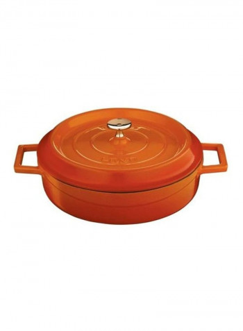Cast Iron Shallow Dutch Oven with Lid Orange 25 x 7.5cm