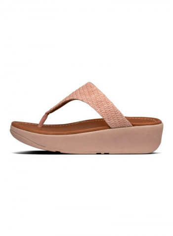 Imogen Basket Weave Toe Thongs Slides Soft Pink