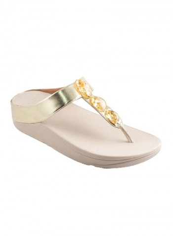 Metallic Fleck Stone Casual Sandals Gold
