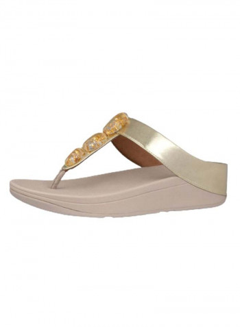 Metallic Fleck Stone Casual Sandals Gold