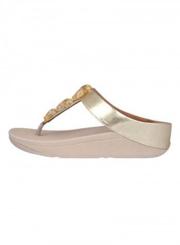 Metallic Fleck Stone Casual Sandals Gold