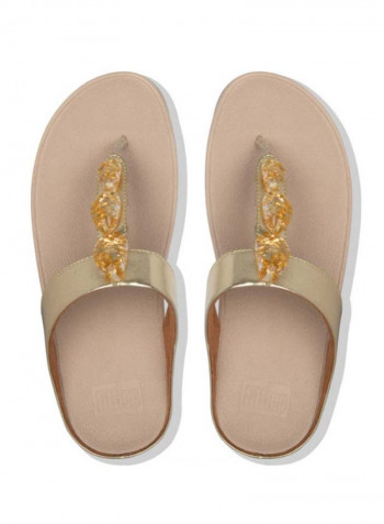 Metallic Fleck Stone Casual Sandals Gold