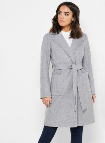 Belted Wrap Coat Grey