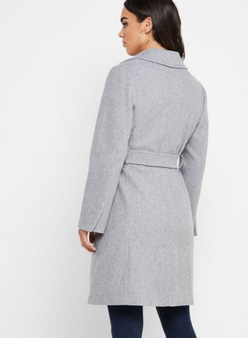 Belted Wrap Coat Grey