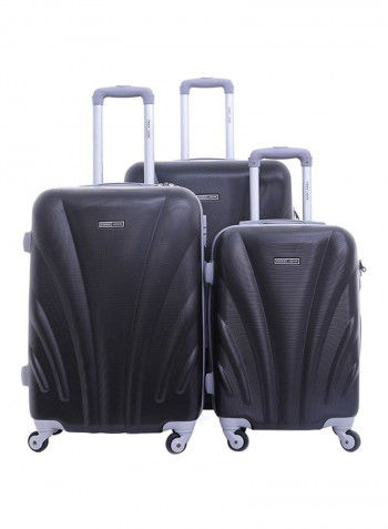 Palma Hardside 3 Piece Luggage Trolley Set Black
