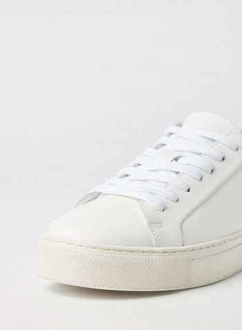 Contrast Panel Leather Sneakers White/Black