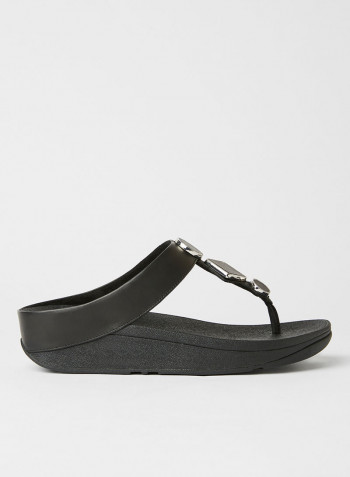 Embellished Flip Flop Sandals All Black