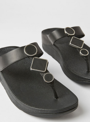 Embellished Flip Flop Sandals All Black