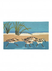Acrylic Oceanside Sandpipers Accent Rug Blue/Green/White 22x34inch