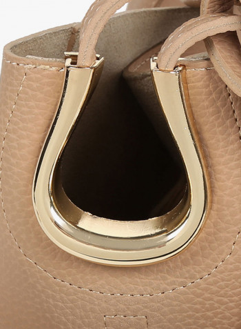 Magnetic Snap Closure Hobo Bag With Pouch Beige