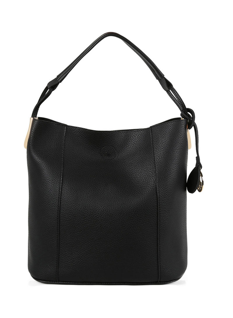 Magnetic Snap Closure Hobo Bag With Pouch Black