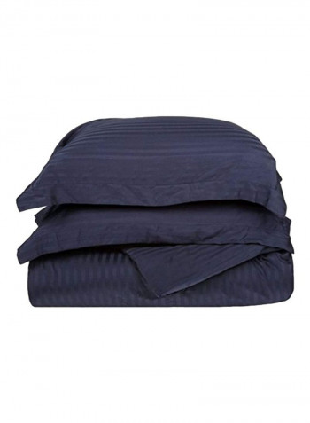 2-Piece Cotton Duvet Cover Set Navy Blue Twin