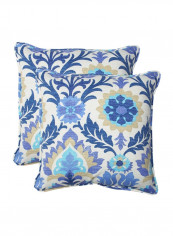 2-Piece Santa Maria Throw Pillow Blue/White/Beige 18.5x18.5x5inch