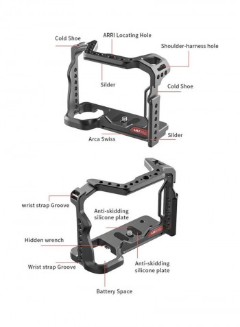 R063 Upgraded Camera Cage with ARRI Locating Hole Replacement for Sony A7R3 A7M3 Black