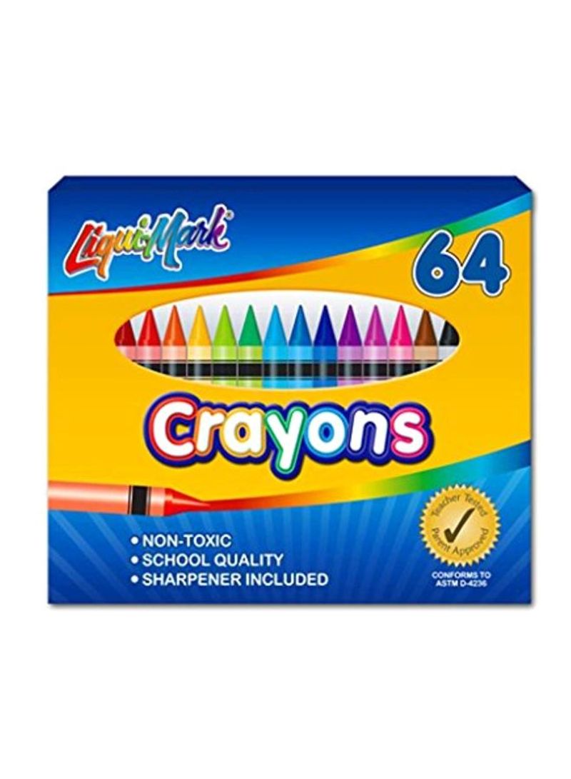 64-Piece Crayons Set Red/Yellow/Pink